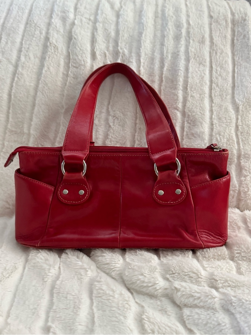 Red Leather Women’s Tote Real Leather Butler Bag - Classic Handheld Shoulder Bag